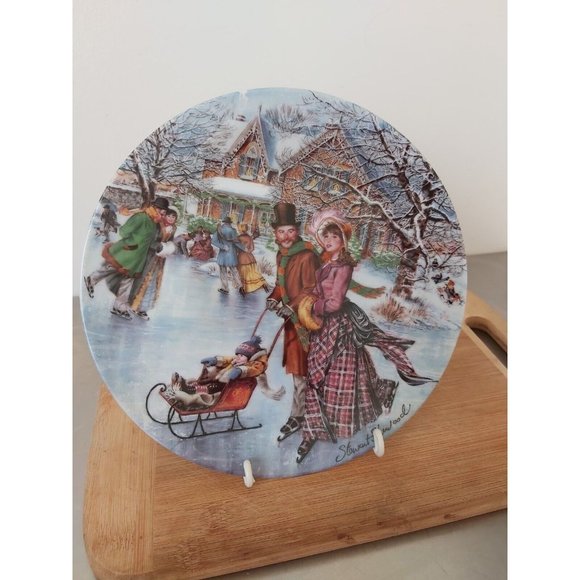 Collectors Plate, Dominion China, "Skating on the Pond" by Stewart Sherwood,... - Picture 1 of 4